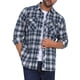 thumbnail image 5 of Camisas de hombre de ajuste slim con botones y bolsillo en colores contrastantes, de cuadros, de manga larga, en azul marino y blanco, 5 of 7
