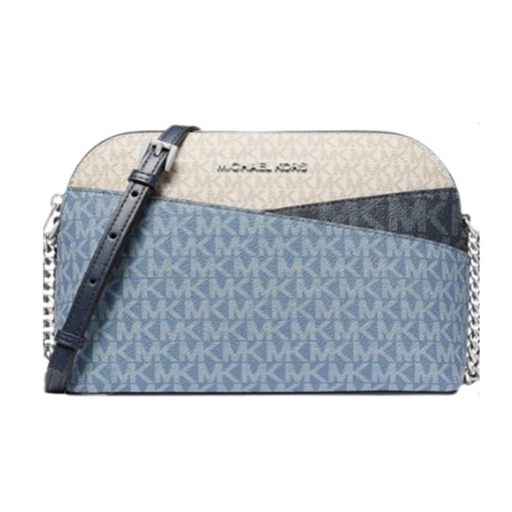 Michael Kors Women's Jet Set Travel Color-Block Signature Logo Crossbody Bag (Denim)