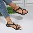 thumbnail image 2 of Women's Toe Post Thong Sandals Open Toe Ankle Strap Dressy Flat Sandals Thong Flat Sandals, Casual Women T-Strap Dress Sandals with Adjustable Ankle Buckle for Summer Wedding, 2 of 9