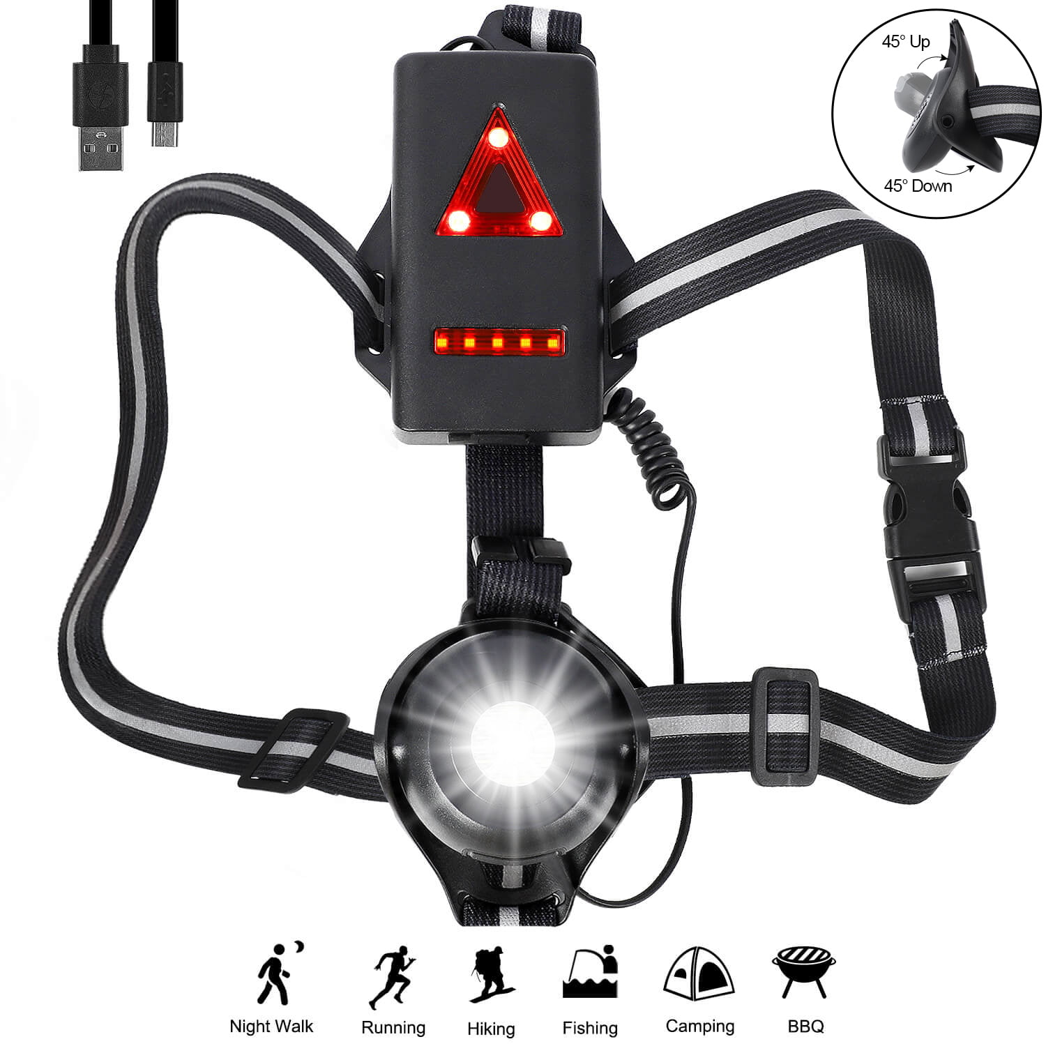 USB Mini Running Light for Runner LED Lamp Safety Flashlight Jogging Run Tourch