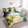 thumbnail image 2 of Castle Fairy 3D Tropical Surfboard Queen Bedding 7pcs,Coastal Palm Path Layout Bedding Comforter Set Queen,White Teal,Navy Blue Reversible, 2 of 7