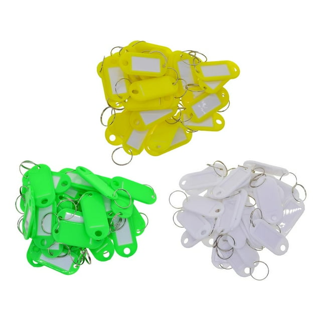 Etiquetas Portátiles para Llaves Sunnimix Anillos de Metal Tarjeta de identificación de Equipaje Etiqueta de nombre Etiquetas de Coche Llavero Identificadores Blanco Amarillo Verde