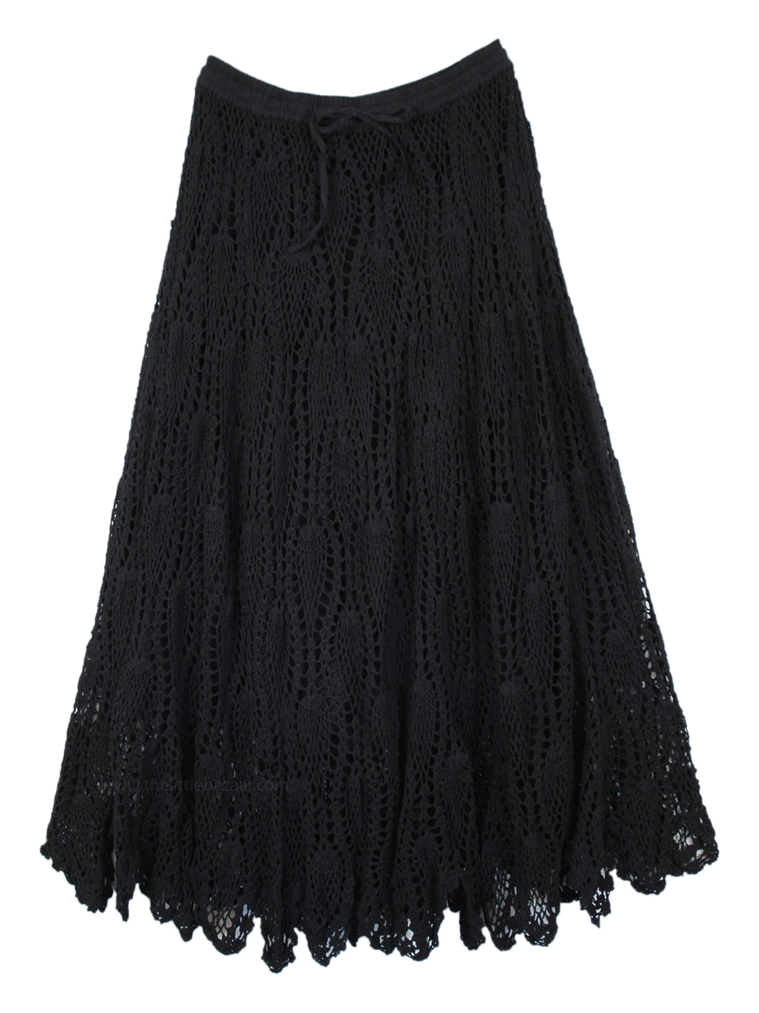 Knit-Crochet Skirt Crochet Pattern Long Cotton Skirt Viking Black ...