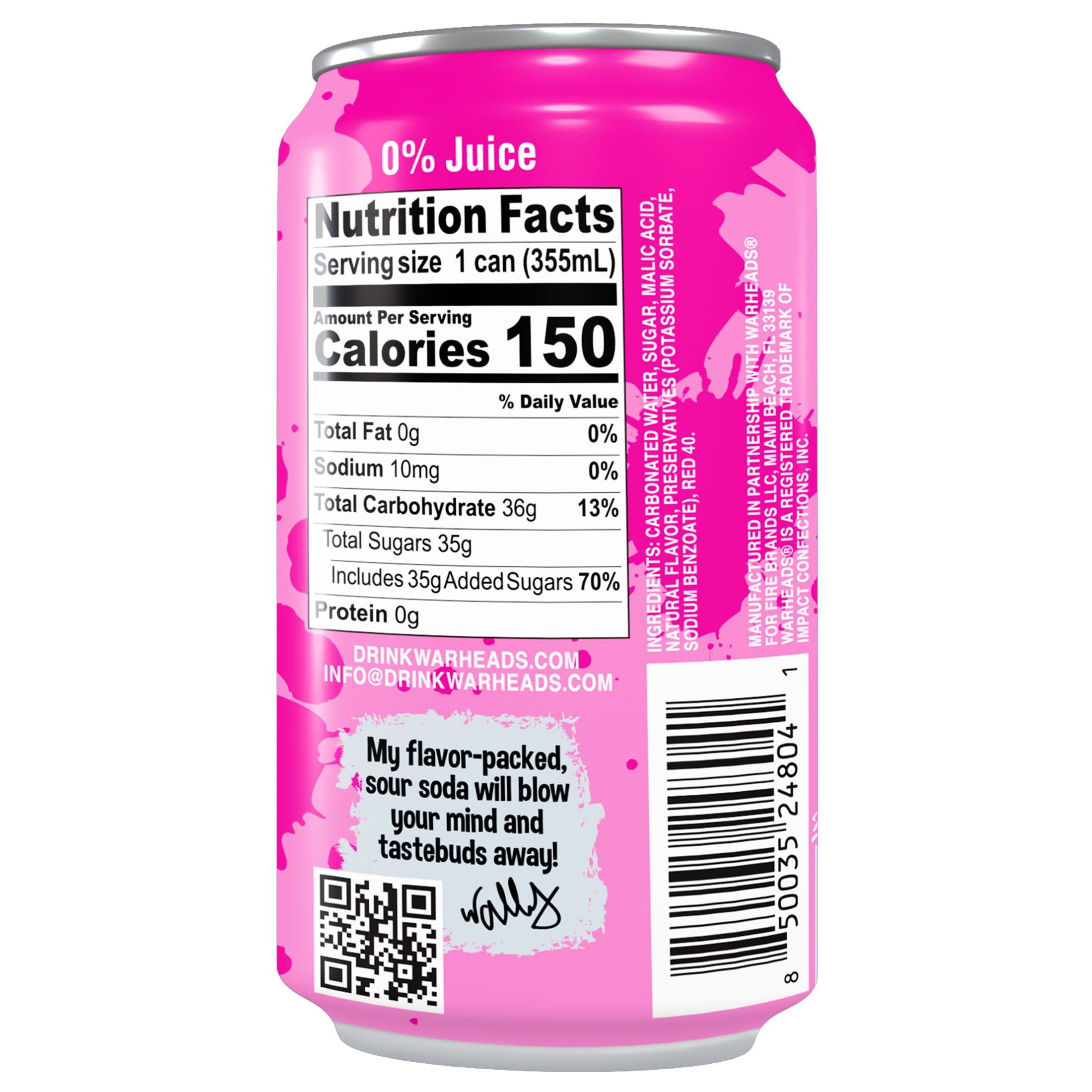 Warheads Sour Soda Watermelon 12oz Cans