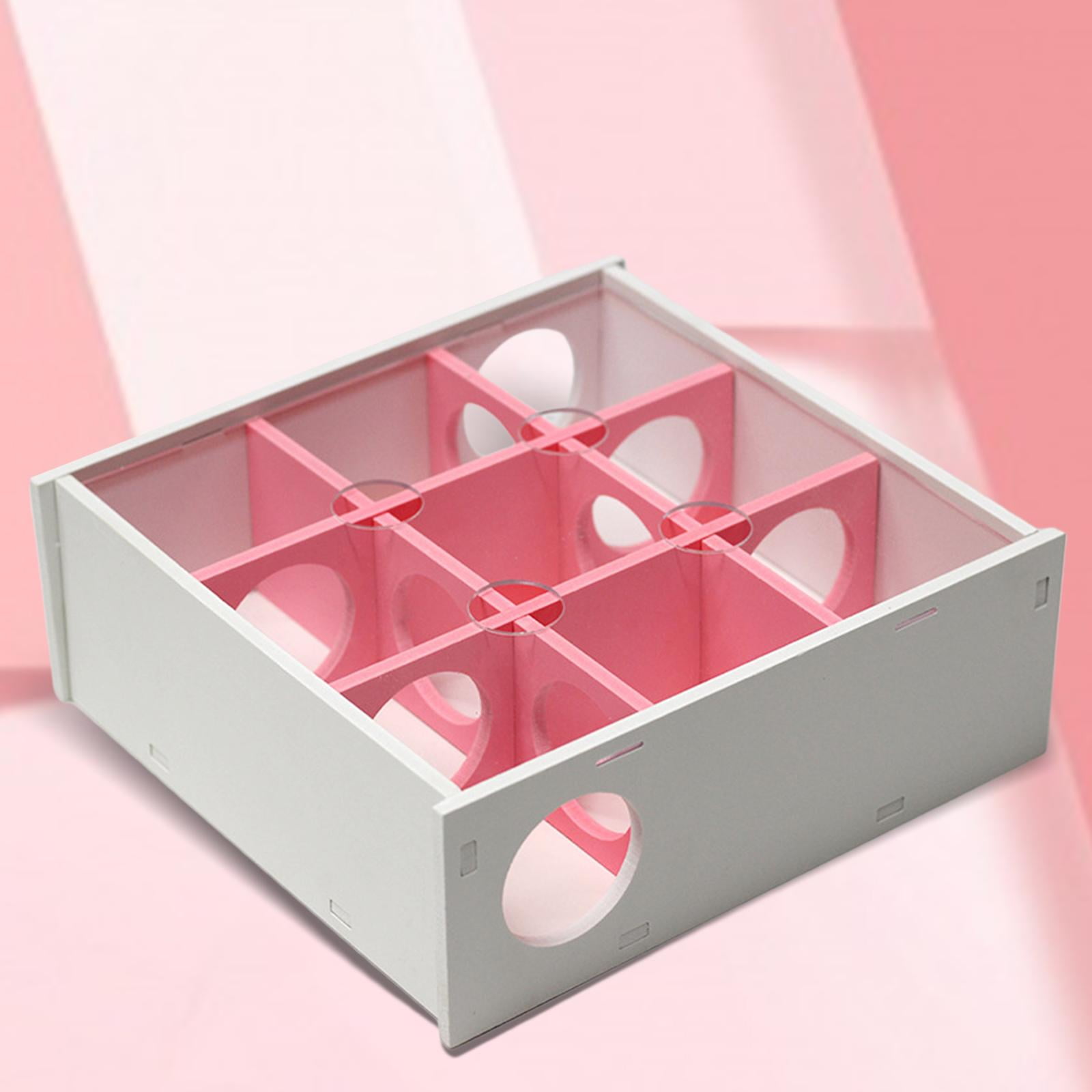 Wooden Maze Tunnel Toy with Transparent Acrylic Cover, Small Animals Gerbil Labyrinth Dwarf Hamster toys , Pink, 21x20x7.5cm