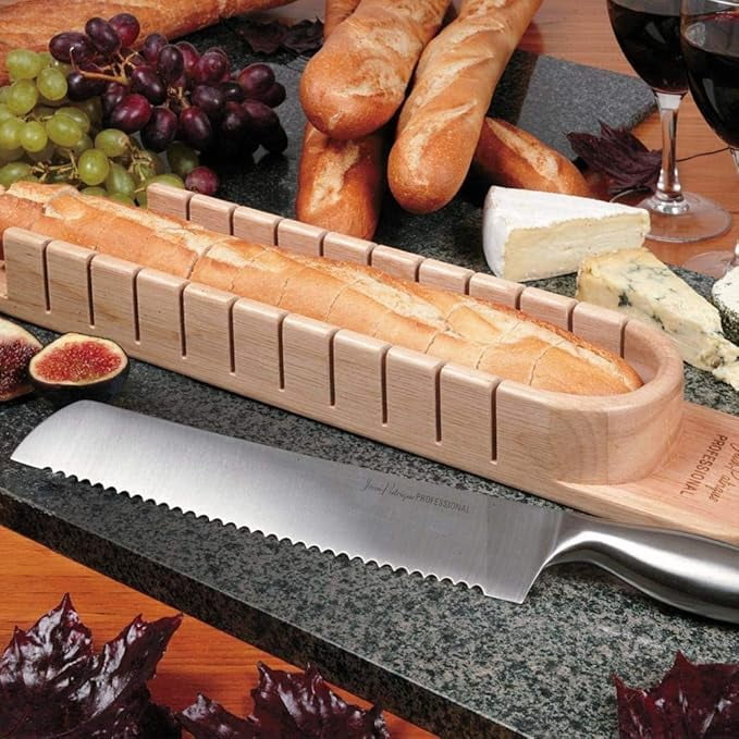 Jean-Patrique Baguette Bread Slicer & Knife Set | 2-piece Set Contains A Solid Beech Baguette Bread Slicing Board And A Professional Quality Stainless Steel Knife | From