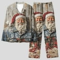 thumbnail image 4 of successthop Womens Plus Size Christmas Pajamas Santa Long Sleeve Lapel Button Sleepwear and Pj Pant Xmas Nightwear Blue, 4 of 6