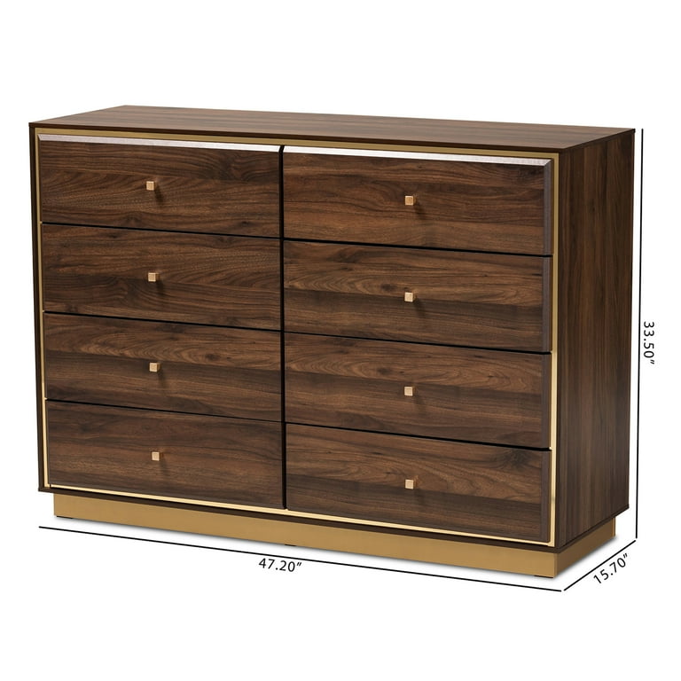 Baxton Studio Cormac Modern and Contemporary Walnut Brown Finished Wood and Gold Metal 8-Drawer Dresser - Walmart.com Baxton Studio Cormac Modern and Contemporary Walnut Brown Finished Wood and Gold Metal 8-Drawer Dresser - Walmart.com