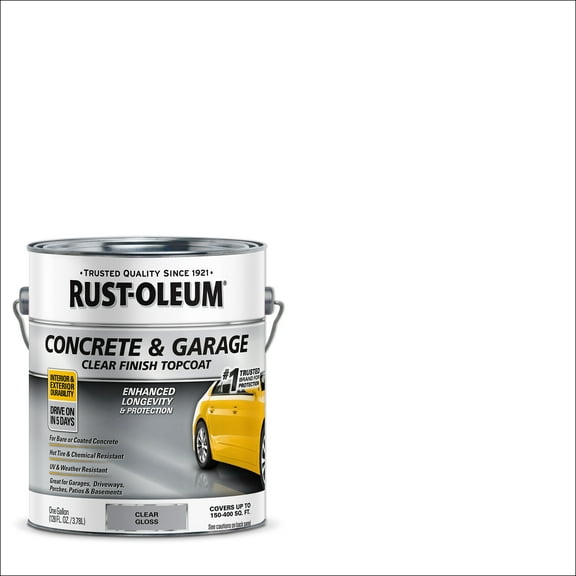 Clear, Rust-Oleum Gloss Concrete and Garage Floor Paint and Primer- Gallon, 1 Pack