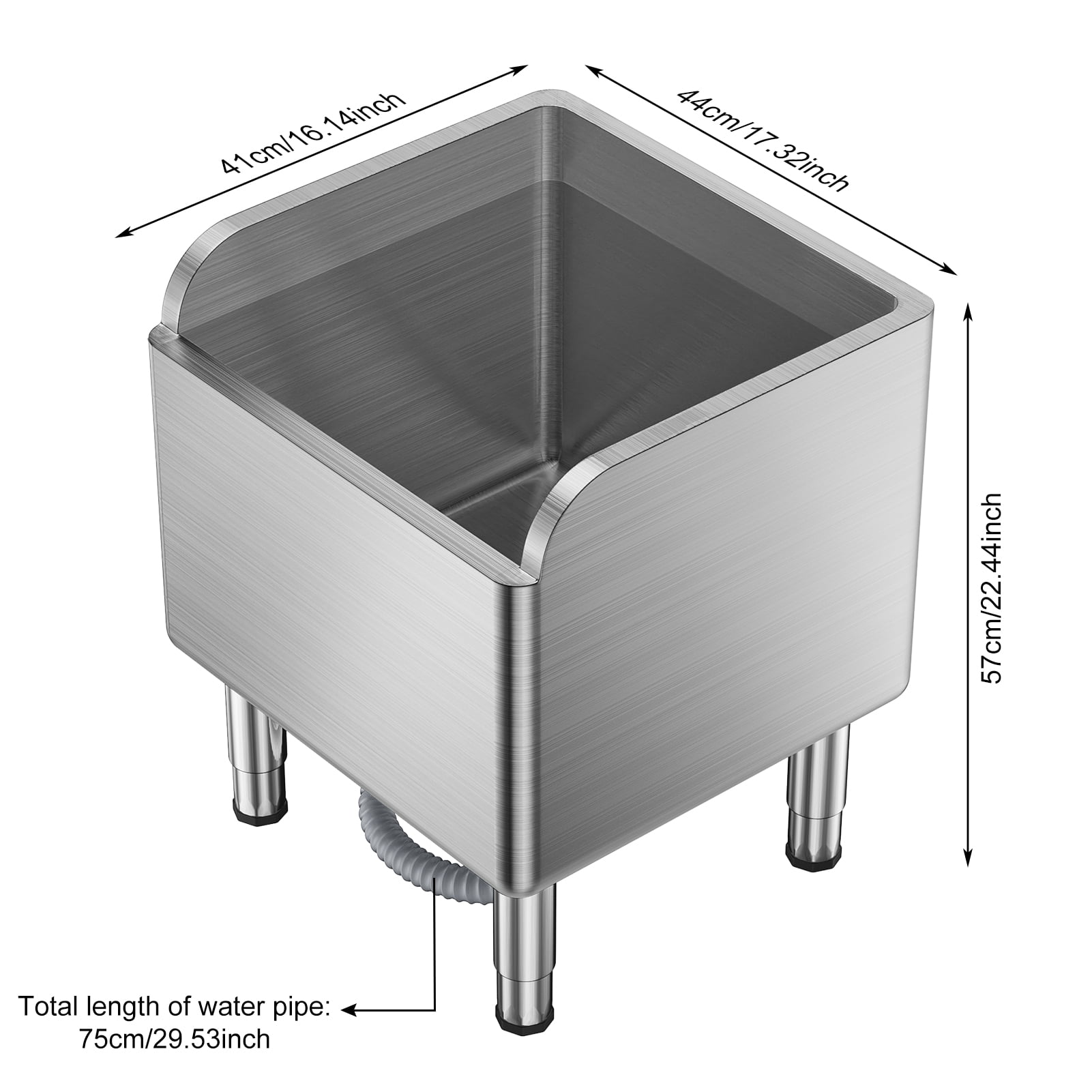 Suhire Commercial Stainless Steel Mop Sink, Floor Utility Sink with High Baffle, Laundry Service Basin for Kitchen Janitor Room