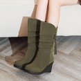 thumbnail image 4 of Oyedens Wedge Wide Calf Boots for Women Fashion Casual Suede High Heel Winter Fall Short Boots, 4 of 9