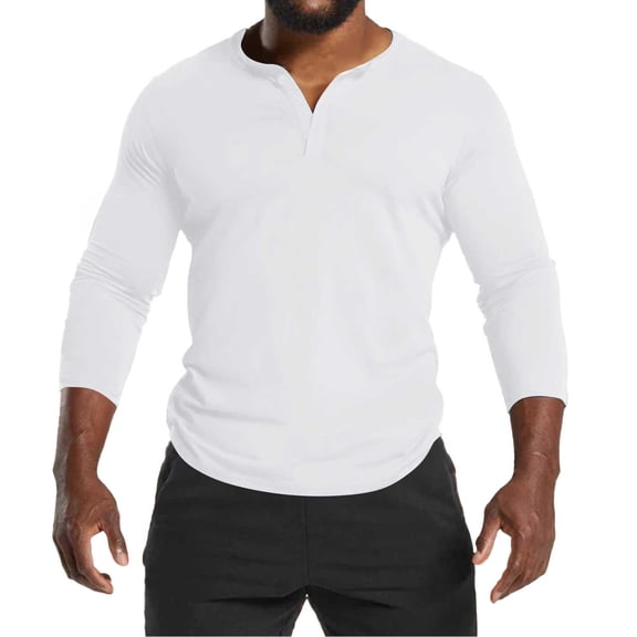 VJATTWR Shirts for Men Casual Black Long Sleeve Pullover Solid Knit Tee Shirts Mens M