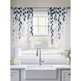 thumbnail image 6 of Navy Blue Ombre Botanical Semi Sheer Window Curtains 54 Inches Long, Watercolor Pastoral Leaf Rustic Rod Pocket Voile Silky Chiffon Curtain Light Filtering Drapes for Living Room, 52"x54", 2 Panels, 6 of 9