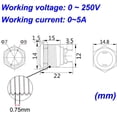 thumbnail image 2 of 10 Uds botón pulsador momentáneo resistente al agua botón de acero inoxidable encendido apagado 12mm 2A 12V / 24V / 125V / 250V (cabeza arriba) Xemadio YQ-2133, 2 of 7