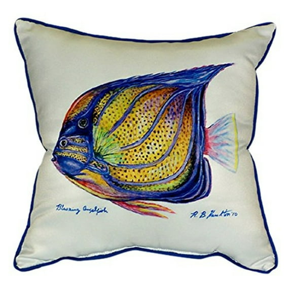 Betsy Drake ZP677 Blue Ring Angelfish Throw Pillow- 22 x 22 in.