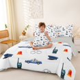thumbnail image 4 of Manfei Police Hat 7-Piece Twin Bedding,Cartoon Boys Art Bedding Comforter Set,White,Light Gray Reversible, 4 of 7