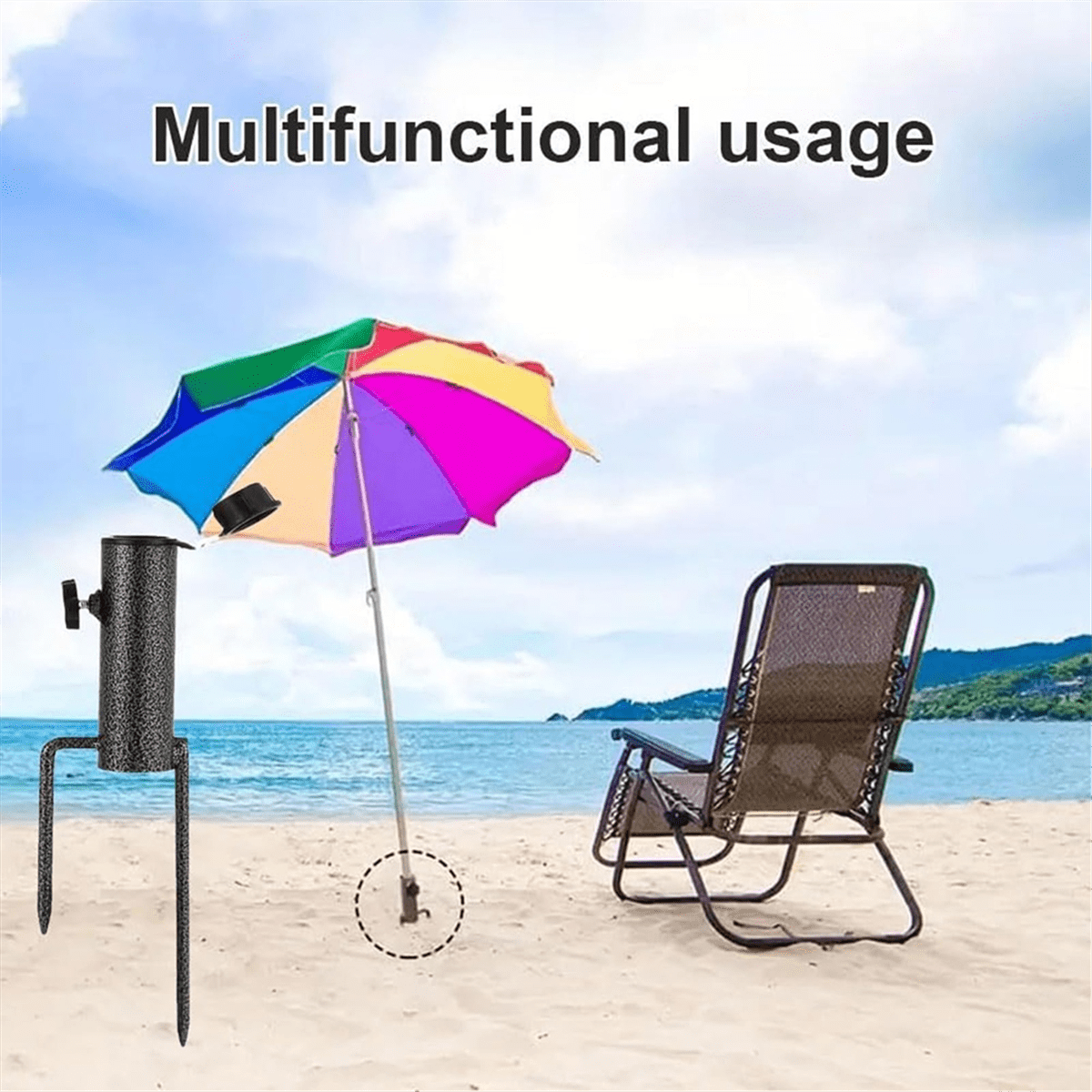 3PCS Heavy-Duty Adjustable Spiral Ground Anchor Umbrella Holder Umbrella Stands Bases Patio Umbrella Steel Anchor