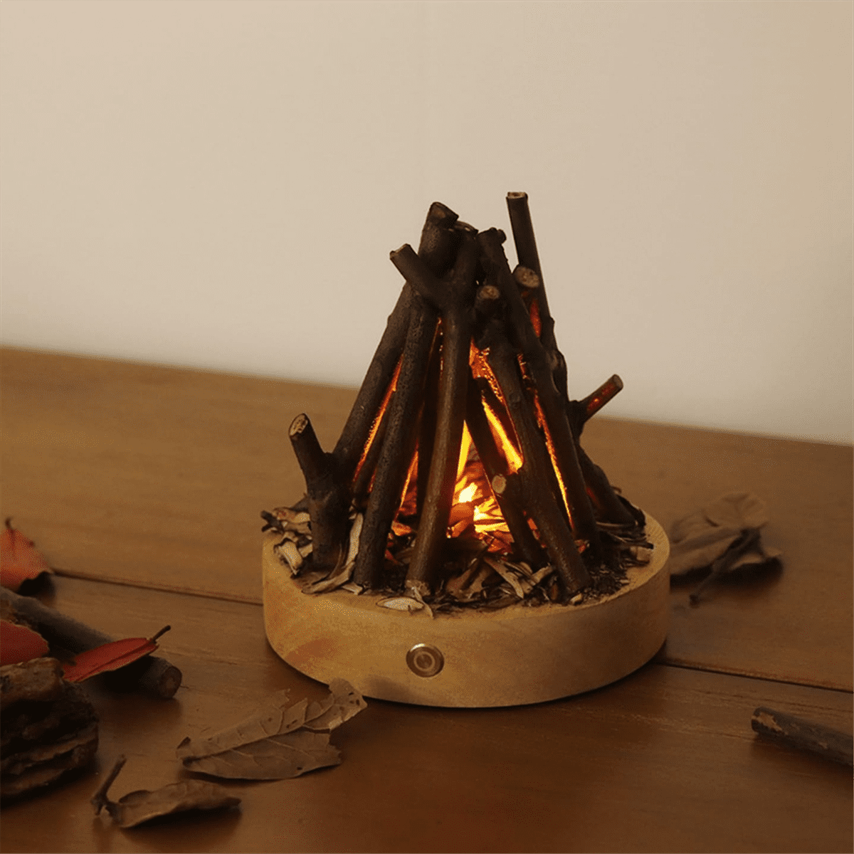 Fake Bonfire Night Light USB Rechargeable 3 Modes Fire Lamp Flameless Candle Flame with White Noise New