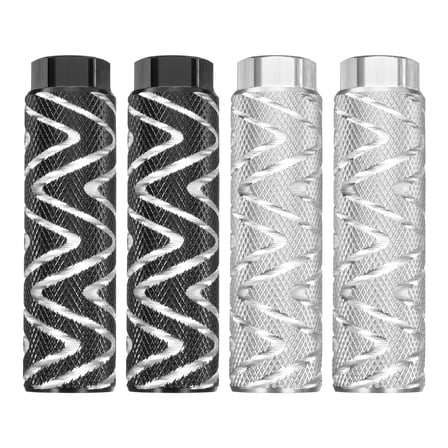 Uxcell 2 Pairs Bike Pegs Aluminum Alloy Rear Stunt Pegs Anti-Skid Foot Pedals fit 3/8" Axles for Mountain Bike BMX, Black & Silver