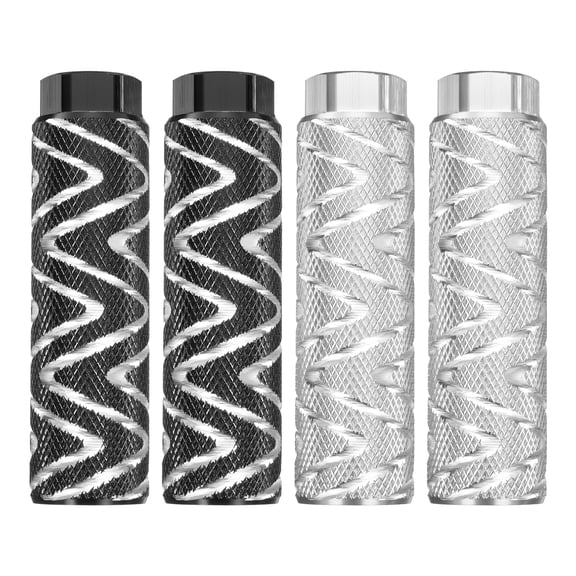 Uxcell 2 Pairs Bike Pegs Aluminum Alloy Rear Stunt Pegs Anti-Skid Foot Pedals fit 3/8" Axles for Mountain Bike BMX, Black & Silver