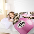 thumbnail image 3 of Castle Fairy Billiard Leopard Print Twin Bedding 7-Piece, Diamond Pattern Bedding Comforter Set, Pink Black Brown,Pink Reversible, 3 of 7