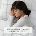 thumbnail image 6 of Gray Checkered 4 Piece 100% Cotton Flannel Deep Pocket Sheet Set, Twin, by Noble Linens, 6 of 8
