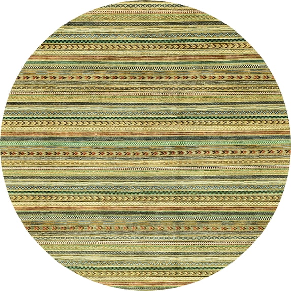 Ahgly Company Machine Washable Indoor Round Abstract Metallic Gold Area Rugs, 6' Round