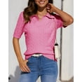 thumbnail image 5 of Sherrylily Women Cable Short Sleeve Sweaters Tops V Neck Knit Casual Pullover Shirt, 5 of 6
