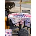 thumbnail image 5 of Outdoor Tablecloth with Umbrella Hole for Patio/Picnic/Party/Camping, Flamingos Waterproof Table Cloth Square Cover Washable, Purple Summer Monstera Leaves Tropical Vintage (60"x 60"), 5 of 9