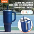 thumbnail image 2 of VEVOR 40 oz Insulated Water Bottle, Stainless Steel Sports Coffee Cup with Lid, Handheld Travel Coffee Mug Double Walled, Camping Hydration Flask Leakproof, for Indoor/Outdoor School, Work, Blue, 2 of 9