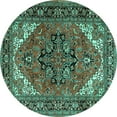 thumbnail image 1 of Ahgly Company Indoor Round Persian Turquoise Blue Traditional Area Rugs, 3' Round, 1 of 4