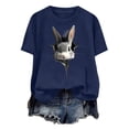 thumbnail image 3 of Tops de Cuello Alto para las Mujeres Amante Impreso Camiseta Cuello Redondo Manga Corta, Poliéster Spandex, 3 of 7