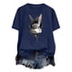 thumbnail image 3 of Tops de Cuello Alto para las Mujeres Amante Impreso Camiseta Cuello Redondo Manga Corta, Poliéster Spandex, 3 of 7