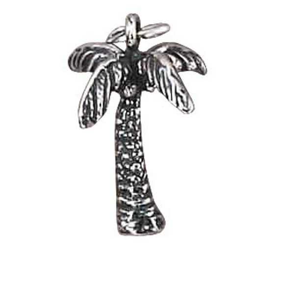 Sterling Silver 20" 1.2mm Box Chain 3D Tropical Or Oasis Palm Tree Pendant Necklace