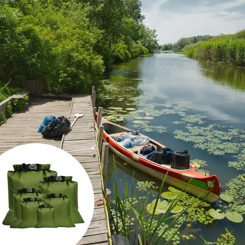 harayaa 6 PCS Waterproof dry bags, dry polyester, dry muti -size canoe bags for kayaking Green