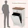 thumbnail image 5 of Spurgehom Trash Cabinet,Tilt Out 13 Gallon Wooden FreeStanding Waste Bins Cabinet with Hidden Drawer,Kitchen Island with Pet Proof Trash Can Storage(Antique White), 5 of 14
