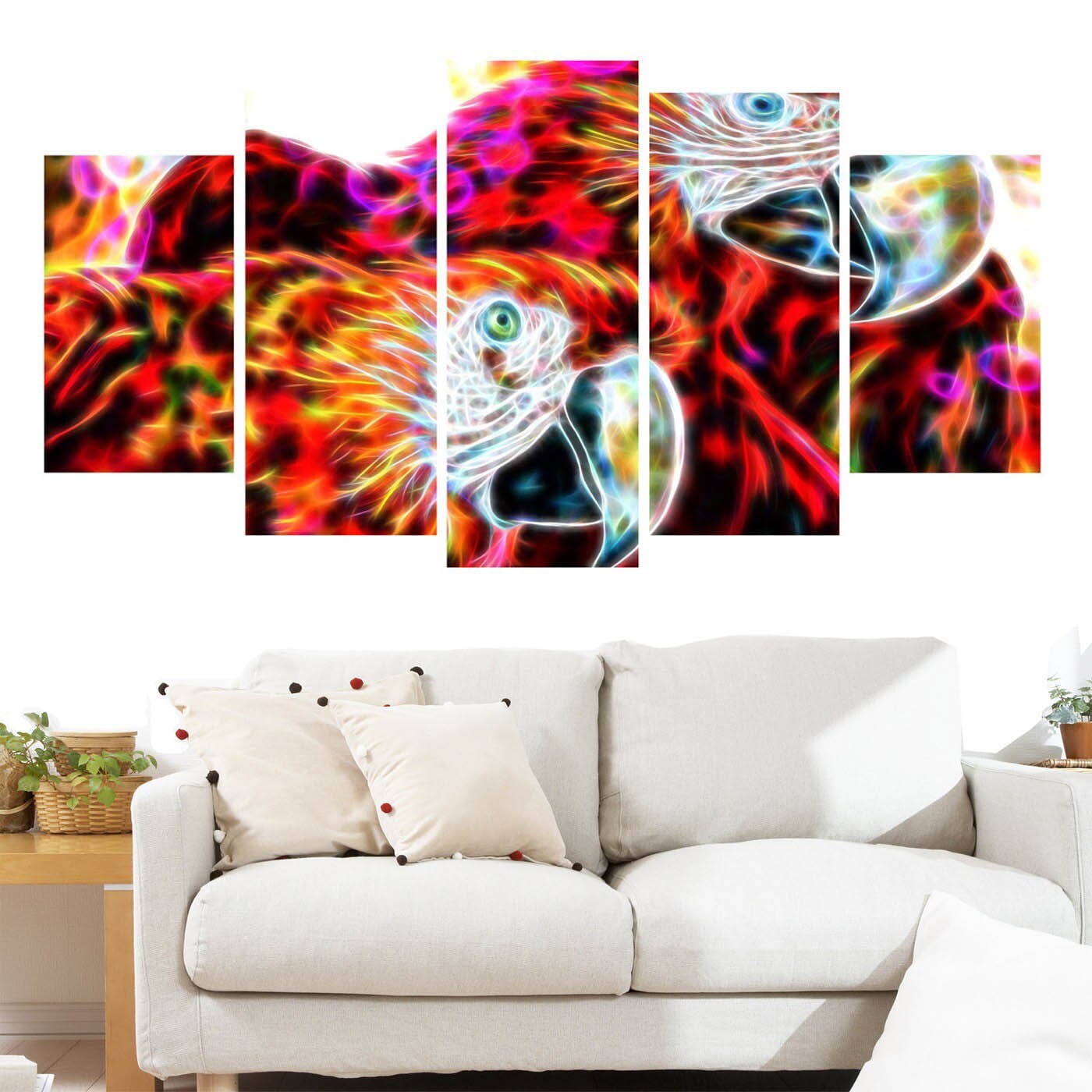 Design Art Macaw Parrot Duo Animal Single Panel Canvas Wall Art