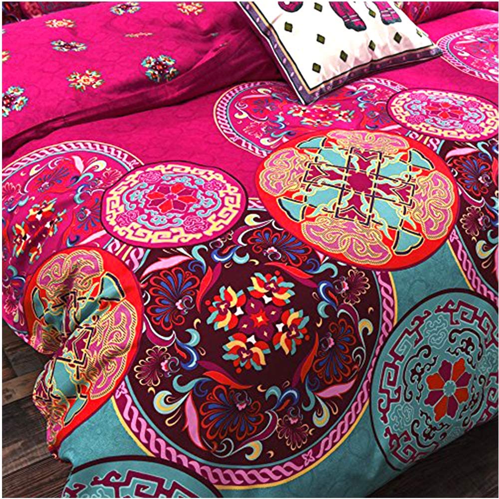 ReedCA Bohemia Exotic Duvet Cover Set Queen Size Mandala Pattern Reversible Luxury Soft Bedding Set Comforter Cover(1 Duvet Cover+2 Pillowcases)
