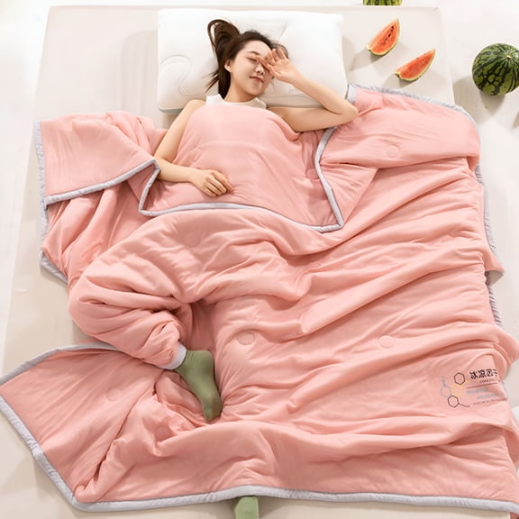 AUQ Cool Feeling Quilt Summer Machine Washable Duvet Insert King Lightweight Comforter Ultra Soft Quilted Down Alternative Comforter with Corner Tabs Breathable Bedding