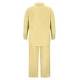 thumbnail image 5 of ClodeEU Women's Two Piece Set, Solid Color Single Breasted Long Sleeve Notched Collar Shirt ,Loose Wide Leg Pants Casual Fashion Outfit Yellow,Womens Plus XXL, 5 of 5