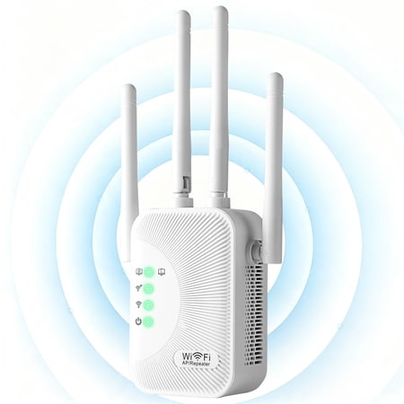 1200Mbps WiFi Extender Dual Band 2.4GHz 5GHz WiFi Repeater Signal Booster with 4 Antennas Ethernet Port, Up to 12880 Sq.ft Coverage Wireless Internet Range Extender Supports 105 Devices for Home