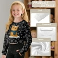 thumbnail image 6 of COEQINE Back to School Crop Top for Girls, Cute Fall Winter Long Sleeve Sweatshirt, Comfy Casual Crewneck Pullover for School Age 5-6, Cat Snowflake Black, 6 of 7