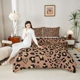 thumbnail image 4 of jejeloiu Abstract Cheetah Print Full Size Comforter Sets,Leopard Animal Texture Bedding Comforter Set,Brown Black Bedding Sets For Teens,Super Cozy Room Decor Reversible,3 Pieces, 4 of 8