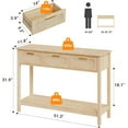 thumbnail image 2 of ELYKEN 51.2" Entryway Table with 3 Rattan Drawers, Boho Console Table Narrow with Storage, Long Sofa Table for Behind Couch Entry Hallway, Entrance, Living Room, Natural Wood, 2 of 9