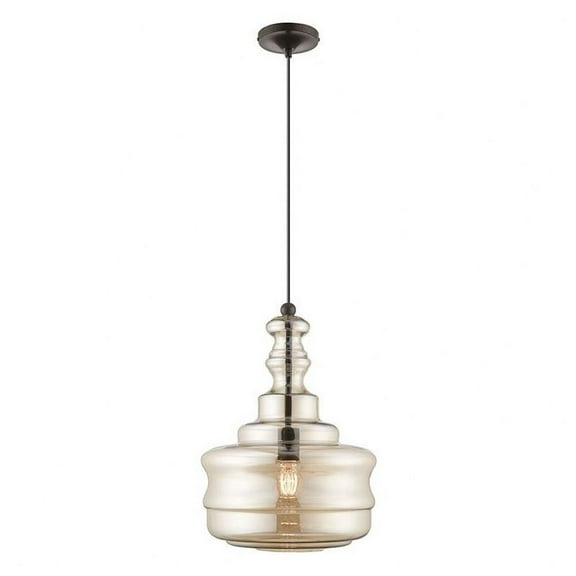 1 Light Mini Pendant in Coastal Style 12.63 inches Wide By 19.25 inches High-English Bronze Finish Bailey Street Home 218-Bel-3110195