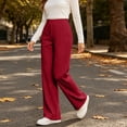 thumbnail image 2 of Women's Ribbed Knit Wide Leg Pants Elastic High Waist Loose Fit Lounge Palazzo Pants with Pockets Soft Cozy Fall Winter Pajama Trousers Wine, 2 of 8