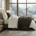 thumbnail image 2 of EverGrace Ultra Soft Luxury Fluffy Faux Rabbit Fur Throw Blanket, Thick Warm Bubble Throw for Bed, Cozy Plush Reversible Blankets for Couch, Chair, Sofa, Dark Taupe, 60x80 Inches, 2 of 8