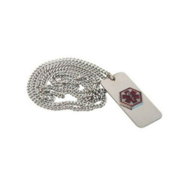 Penicillin Allergy Necklace Raised Medical Alert Symbol Easy to Identify Polished Stainless Steel
