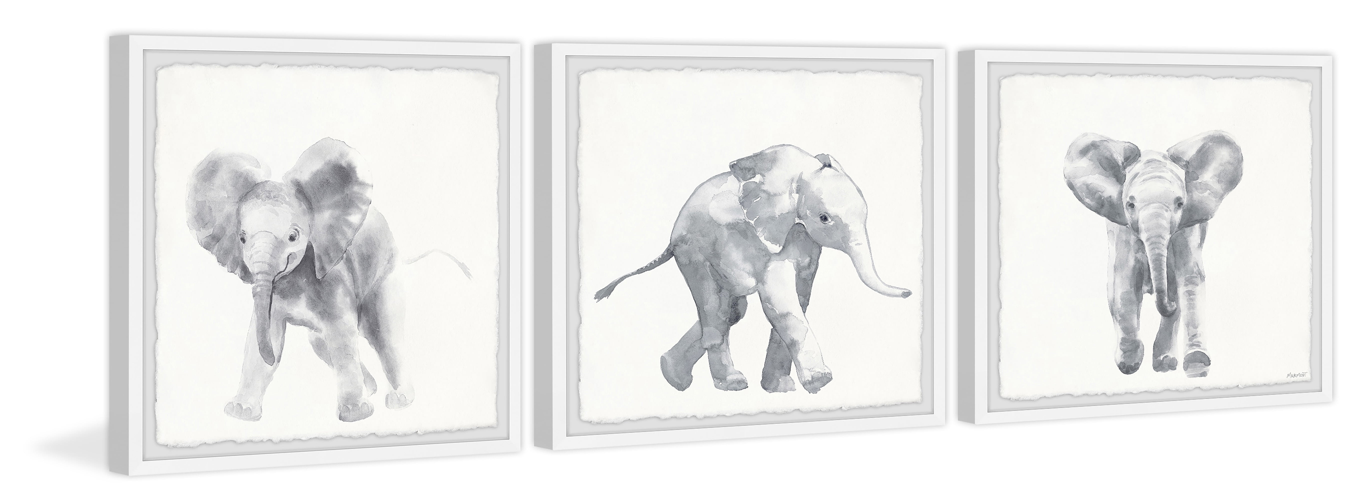 Marmont Hill Baby Elephant Walk Triptych