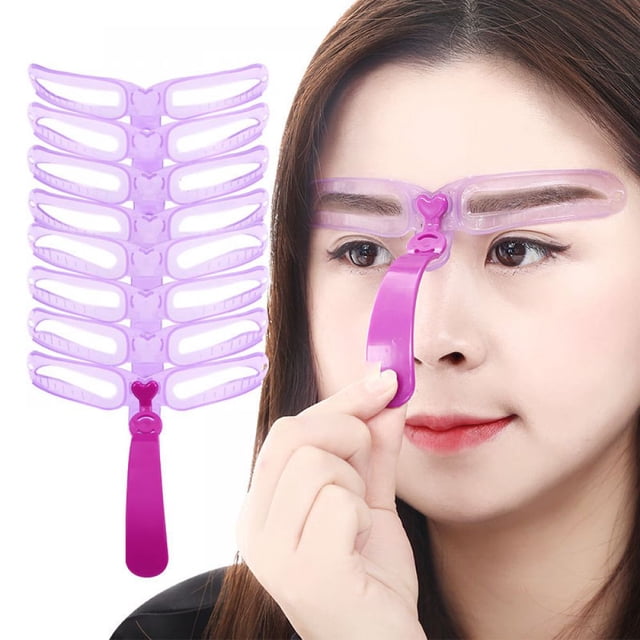 Eyebrow Shaping Helper, Makeup Tool for Beginner, Time Saving, 8 Styles Eyebrow Card, Suitable for Most Facial Shapes, Washable Reuseable, Detachable Handle for Customized Fit